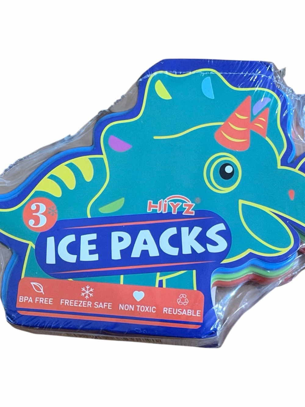 NWT HiYZ Dinosaur Ice Packs 3 Pack Reusable Lunch Box Freezer Packs Kids